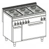 Cocina a gas + horno a gas GN2/1 (+ rejilla) Crystal Line Línea 700 Basic EF105GG7