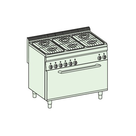 Cocina a gas + horno a gas fullsize (+ rejilla) Crystal Line Línea 700 Basic EFX105GGE7
