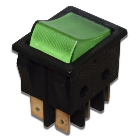 Interruptor bipolar piloto verde de lavadora Universal 25x32 mm