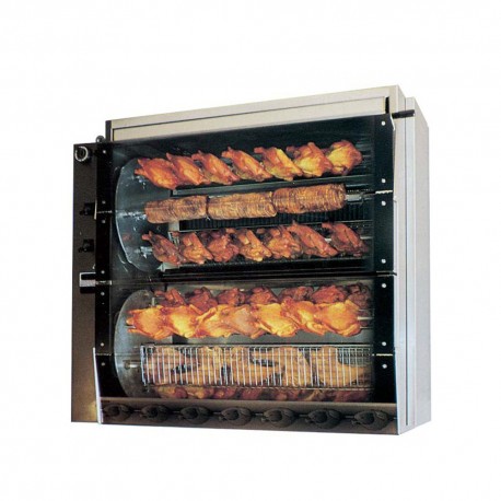 Asador doble tambor gas 42+42 pollos. Zinco