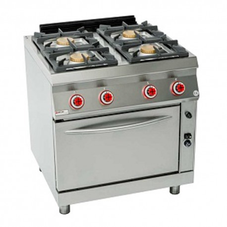 COCINA 4 FUEGOS CON HORNO GN 2/1 POTENCIADA – GAS. Serie 700 único potenciadas. Zinco