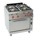 COCINA 4 FUEGOS CON HORNO GN 2/1 POTENCIADA – GAS. Serie 700 único potenciadas. Zinco