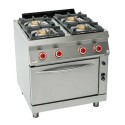 COCINA 4 FUEGOS CON HORNO GN – GAS. Serie 700 único. Zinco