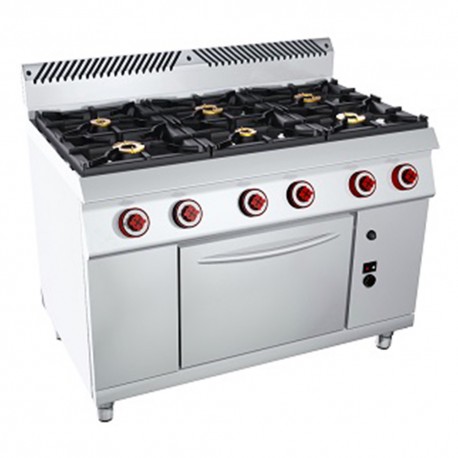 COCINA 6 FUEGOS CON HORNO GN 2/1- GAS. Serie 700 único. Zinco