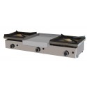 Plancha a gas + 2 fuegos.  PG2F. Zinco