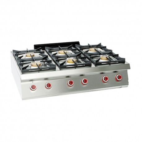 ENCIMERA 6 FUEGOS – GAS. Serie 900 ÚNICO POTENCIADAS Zinco