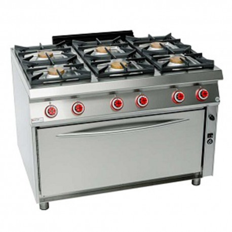 COCINA 6 FUEGOS CON HORNO MAXI GN 2/1 – GAS. Serie 900 ÚNICO POTENCIADAS Zinco