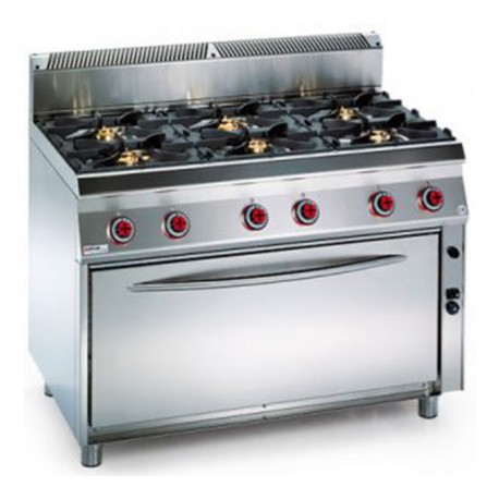 COCINA 6 FUEGOS CON HORNO MAXI – GAS. Serie 980 STILE. Zinco