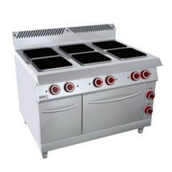 COCINA 6 PLACAS CON HORNO Y ARMARIO – ELÉCTRICO. Serie 980 STILE. Zinco