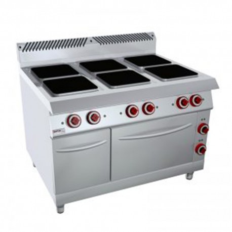 COCINA 6 PLACAS CON HORNO Y ARMARIO – ELÉCTRICO. Serie 980 STILE. Zinco