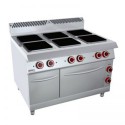 COCINA 6 PLACAS CON HORNO Y ARMARIO – ELÉCTRICO. Serie 980 STILE. Zinco