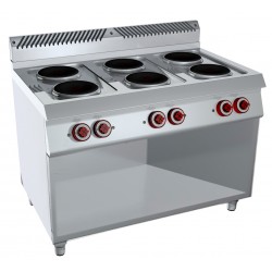 COCINA 6 PLACAS REDONDAS Y BAJO LIBRE. Serie Nabal gama 700. Zinco
