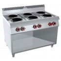 COCINA 6 PLACAS REDONDAS Y BAJO LIBRE. Serie Naval gama 700. Zinco